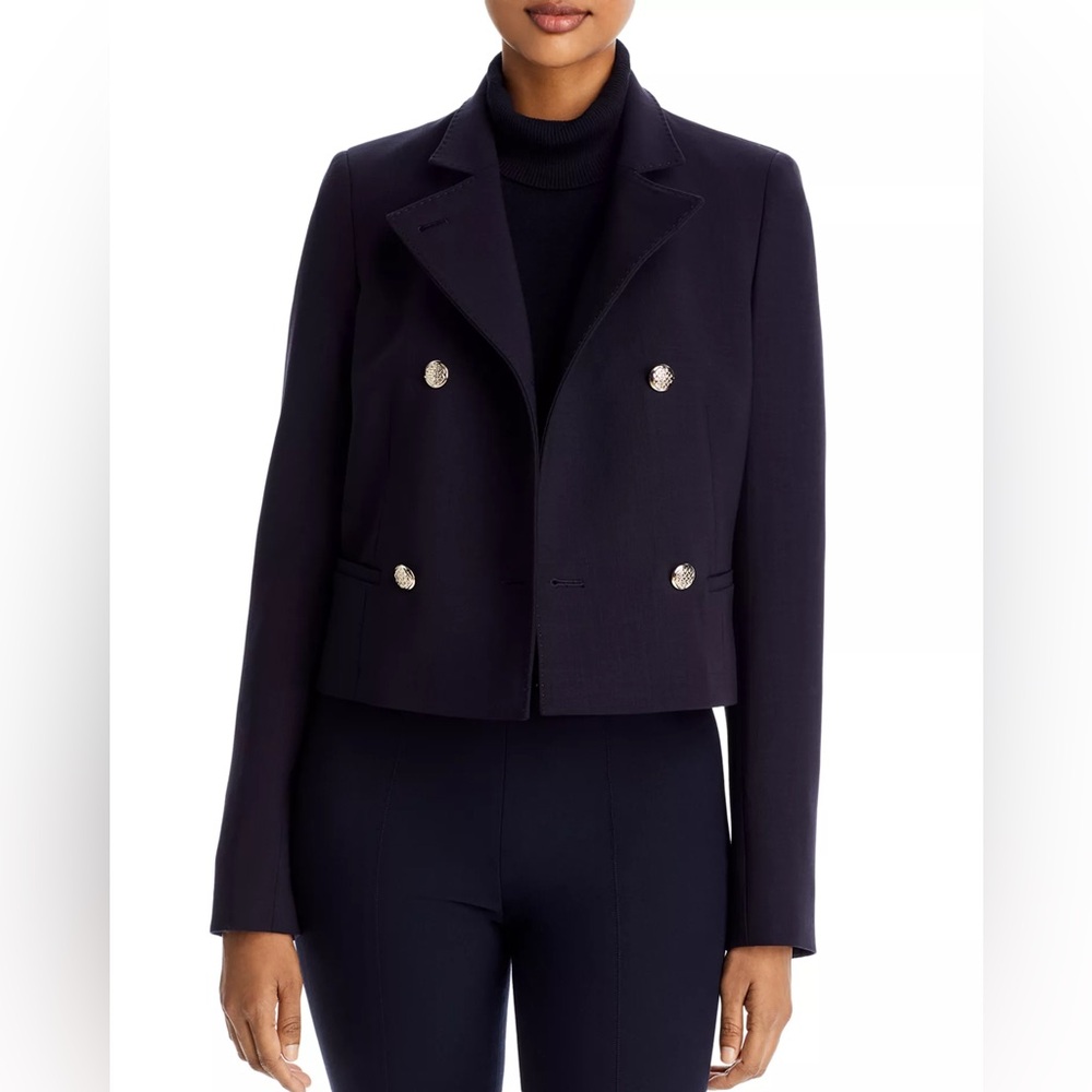 NWT $1698 Lafayette 148 New York Cropped Double Breasted Blazer